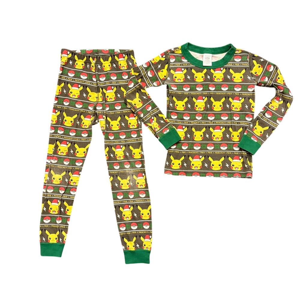 Hanna Andersson Pikachu Santa Christmas Holiday Pajama Set Youth Size 120 (6/7)